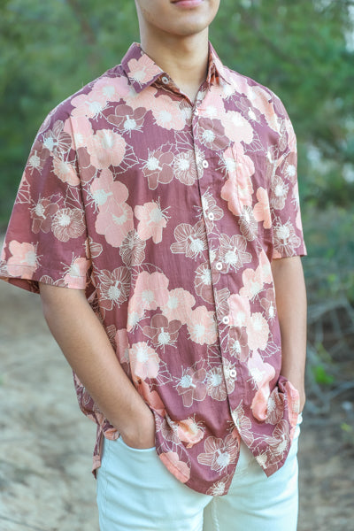 PŌʻALIMA Menʻs Aloha Shirt in KOʻOLOA ʻULA RUST