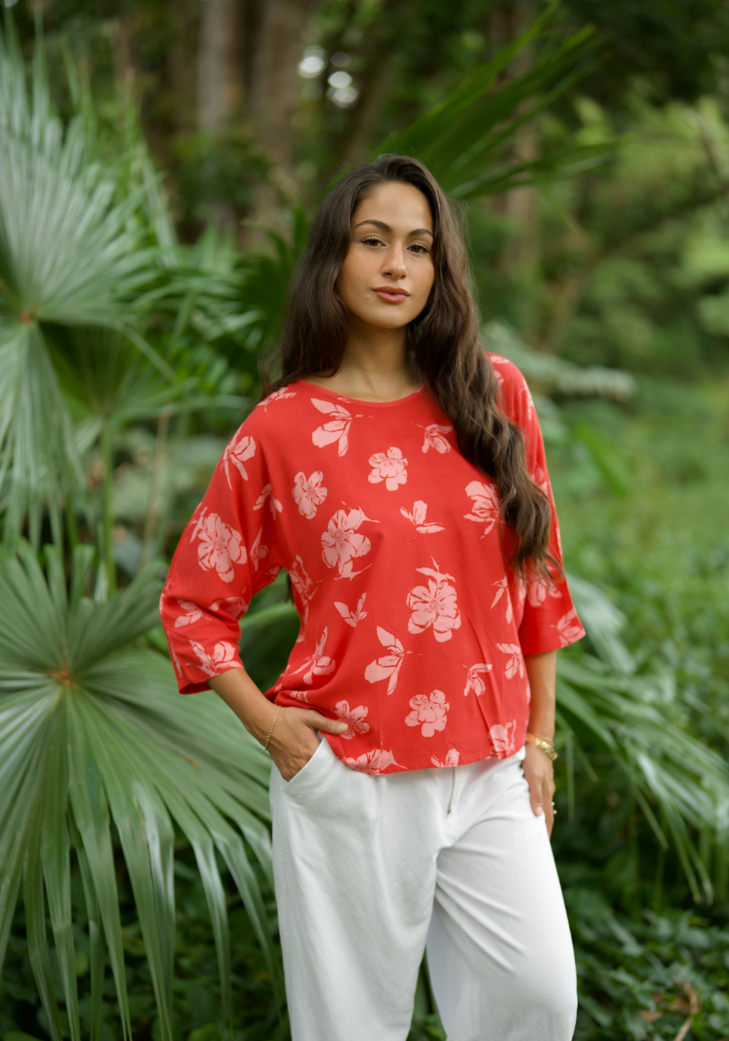 Omi Blouse in PRICKLY POPPY 'ULA'ULA