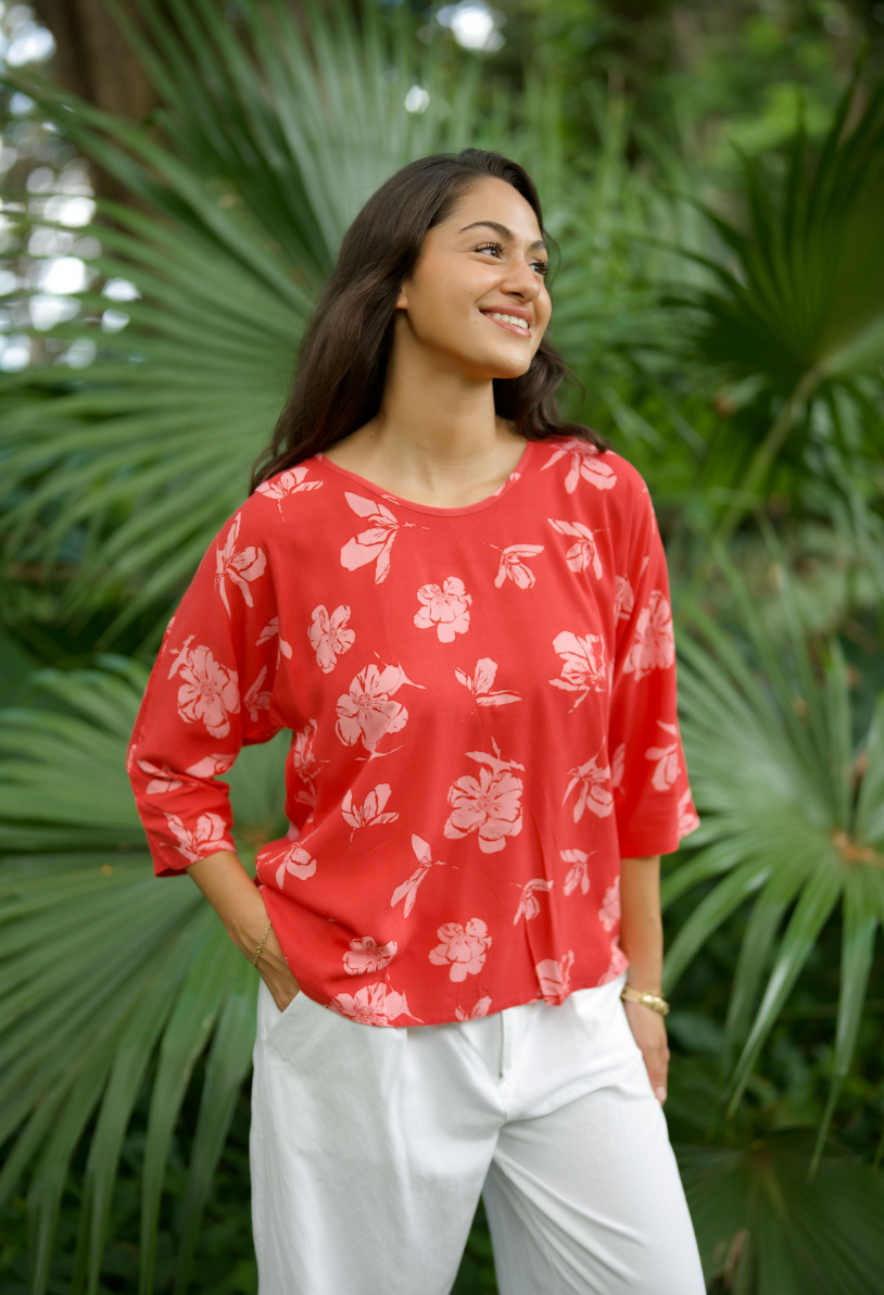 Omi Blouse in PRICKLY POPPY 'ULA'ULA
