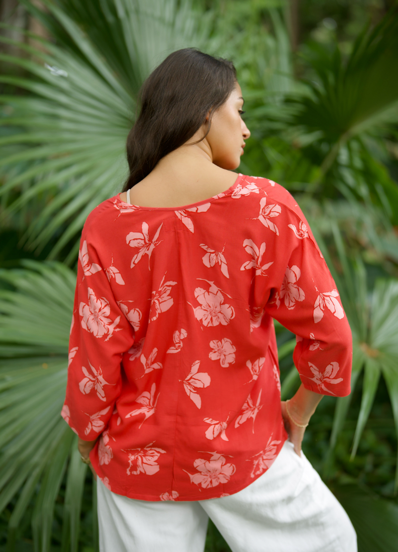 Omi Blouse in PRICKLY POPPY 'ULA'ULA