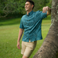 PŌʻALIMA Menʻs Aloha Shirt in MAKAHIKI BLUE
