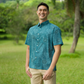 PŌʻALIMA Menʻs Aloha Shirt in MAKAHIKI BLUE